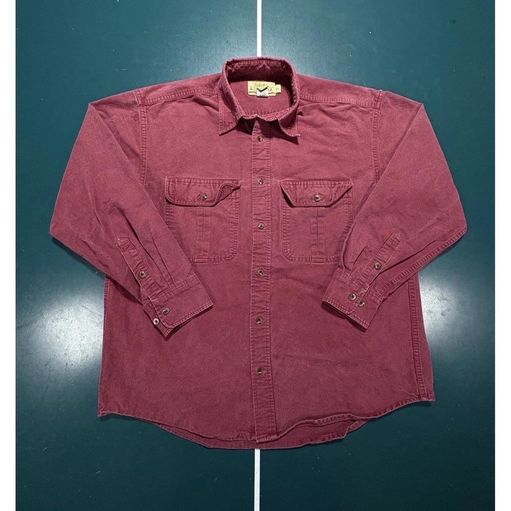 Vintage Cabelas Chamois Cloth Flannel Shirt Deerskin Soft Red Heavyweight‎ Large
